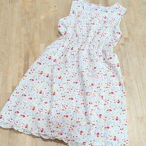 Laura Ashley Cotton Poplin Sundress White With Red Blue And Yellow Flowers Size5